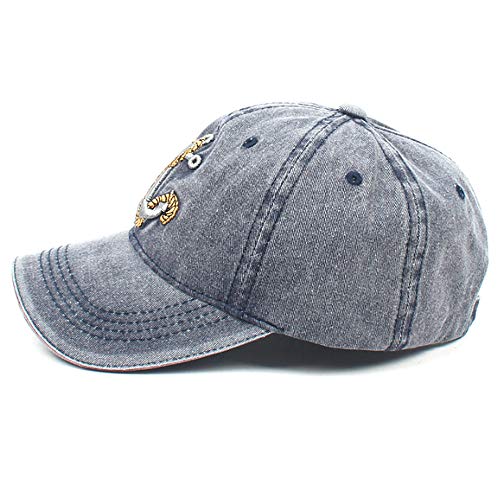 Xrdss Anchor Embroidered Cotton Adjustable Dad Hat Distressed Retro Baseball Hat Navy #TOP2
