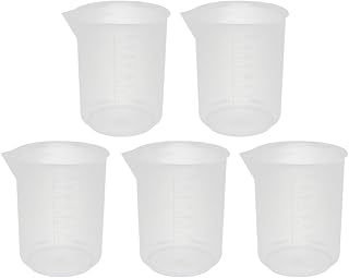 Aexit 5 Pcs Bottles & Jars 1000mL School Laboratory Transparent Plastic Liquid Container Measuring Dispensing Bottles Cup Beaker