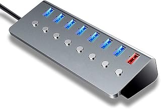 HUIOP Multifunctional 8 Ports USB Hub USB Extension Converter with 7 USB3.0 Expansion Ports 1 Charging Port Independent Switches,Hub