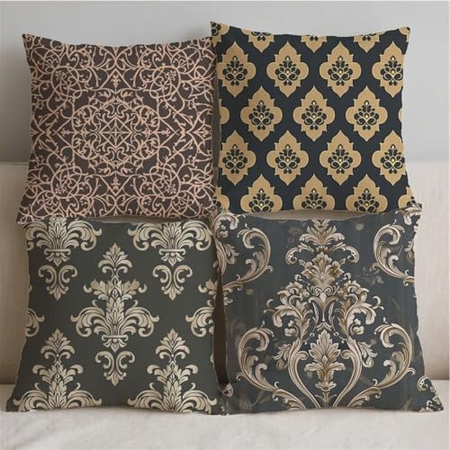 Housse de coussin double sided printing lot de 4 taie oreiller moutarde