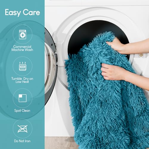 Image of Cottonblue Weighted Blanket 12lbs for Twin Bed, Faux Fur Sherpa Weighted Blanket for Adults, Plush Cozy Bed Blanket with Glass Beads for Calm and Relax,Teal Green, 48x72 inches