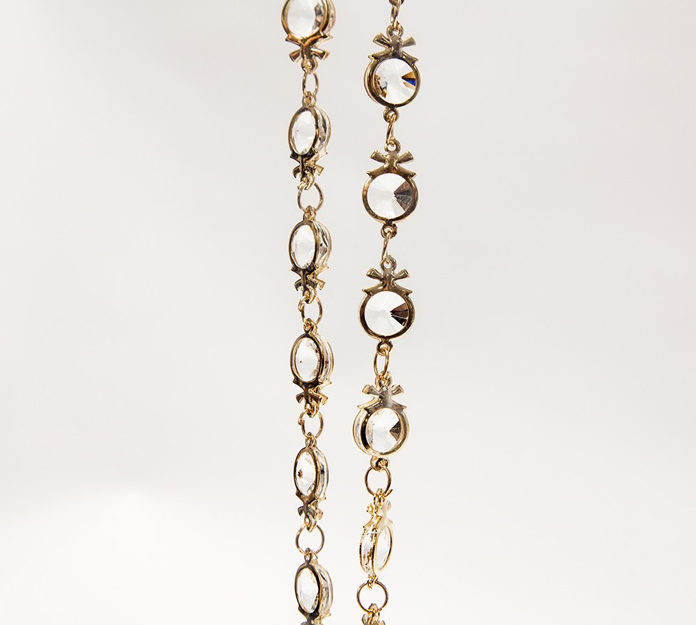Glass Crystal/Metallic Garland Strands and Crystal Drops Various Designs (Luxor Gold Crystal Bow Strand 1M)