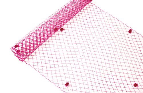 Russian Birdcage Veil Millinery Netting 10" Wide - Hot Pink Dot - Sold by the Yard