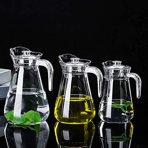 Wasserkrug aus Glas, Karaffe, Wasserkaraffe, Acrylkaraffe, Glaskaraffe, transparent, mit Deckelauslauf for kalte, heiße Wassergetränke, Eistee, hausgemachte Getränke, Milch (Size : 1.5L)