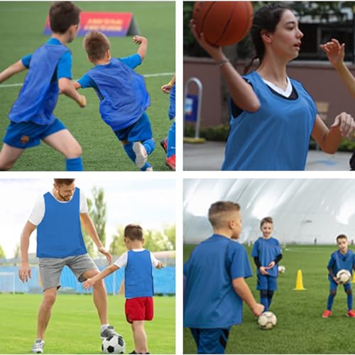 Image of 6 Pack Pinnies Team Practice Vests for Child Youth Teen Adult, Mesh Scrimmage Jersey for Soccer Football Basketball
