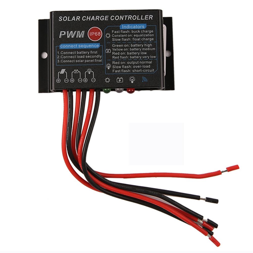 Lobamop 10A 12V IP67 Solar Controller Waterproof Solar Charge Controller PWM Solar Panel Charge Controller