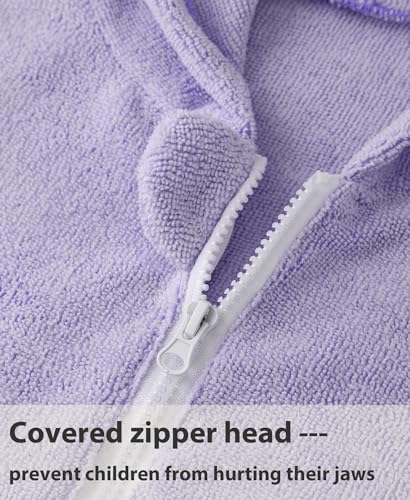 Image of MissShorthair Hooded Towel Robe for Kid, Zipper Beach Cover Up, Swim Changing Robe for Boy, Girls Bath Towelling Poncho