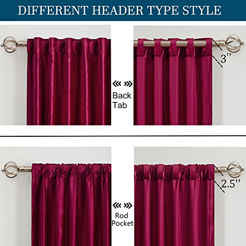 Image of PRIMROSE Red Curtains 84 inch for Living Room Velvet Drapes Blackout Rod Pocket Back Tab Window Treatment Semi Room Darkening Decor Curtains for Bedroom Set of 2 Panels