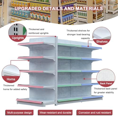5-Tier Metal Supermarket Display Rack - Countertop Snack & Chocolate Shelf for Retail, Convenience Stores & Gas Stations, 73x43x195cm, Durable & Stylish Storage Solution