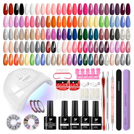 Phoenixy 40 Colores Kit Uñas Semipermanentes con 48W Lampara, Esmalte Semipermanentes Incluye Decoraciones y Herramientas para Uñas, Kit Uñas de gel para DIY en Casa