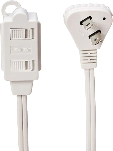 Miniatura 2 de Tienda Basics, tira de alimentación de cable de extensión para interior de 2 clavijas de 6 pies de largo, enchufe plano, 13 amperios, 1625 vatios,