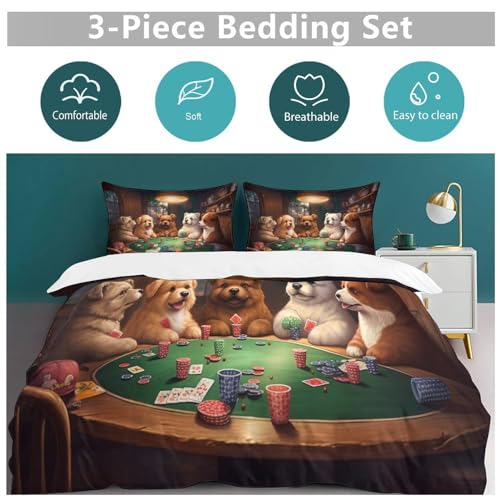 Housse de couette chien 3D double 200x200cm en microfibre douce avec taies