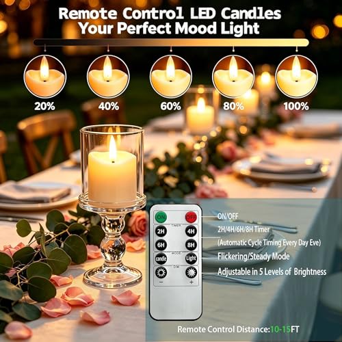 Image of Rechargeable Flameless Tea Light Candles with Timer Remote, 1.5 inchx2.2 inch Electric Fake Flickering Votive Candles for Anniversary Wedding Centerpiece Table Decor Funeral Halloween Christmas (6 Pack)