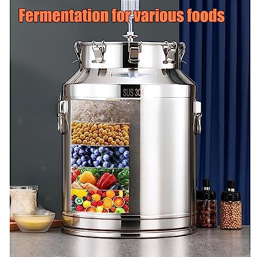 Fermentador de acero inoxidable 28L 304 con kit de preparación casera Airlock Premium para cerveza y vino, cubo de almacenamiento de alimentos para fermentación y elaboración de cerveza