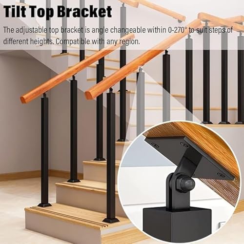 Columna de barandilla ajustable de hierro de 90 cm con base plana para escaleras exterior 4
