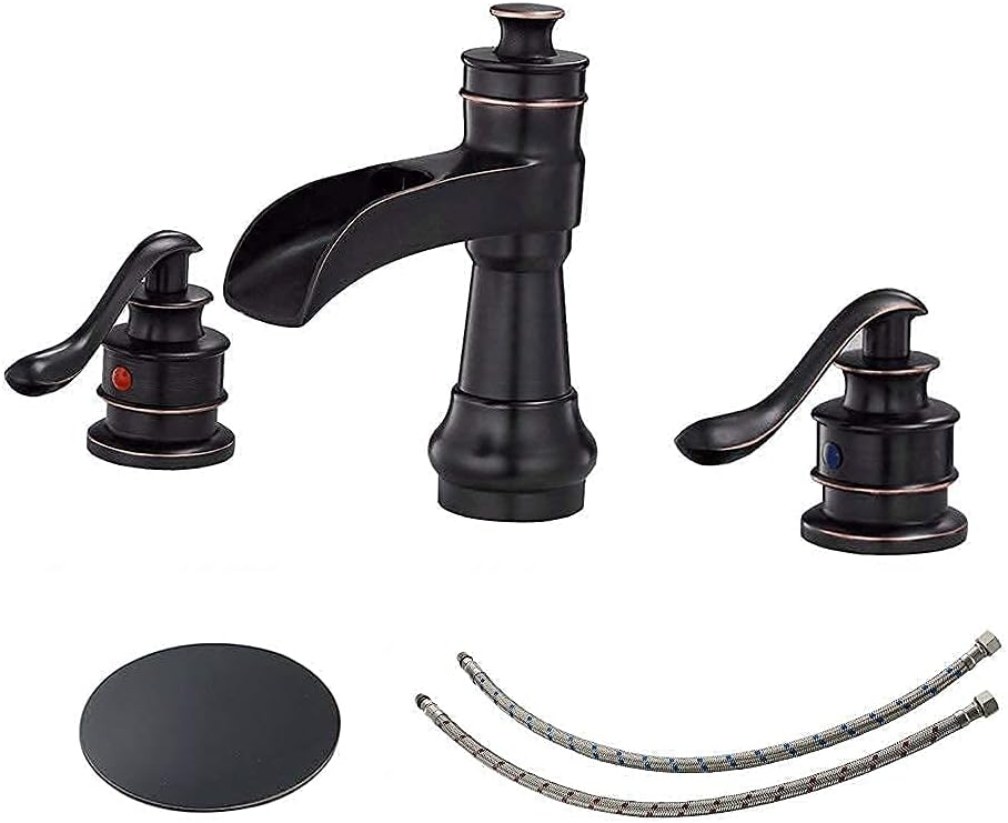 Kitchen Sink Faucet with Pull Out Sprayer 3 Spray Modes Single Handle Singe Lever Bundle Oil Rubbed Bronze Bathroom Faucet Waterfall Single Handle Single Hole Lavatory Faucet