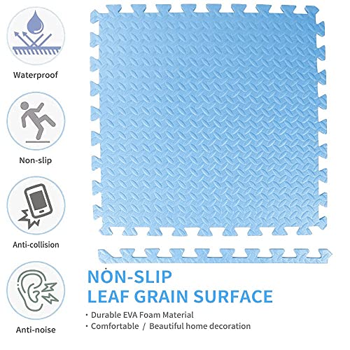 Image of Puzzle Flooring || Kids Interlocking Play mat || Baby Play Mat || Play mats for Kids || 12 MM Thick (16 Tiles - 64 Square Feet, Blue Yellow)