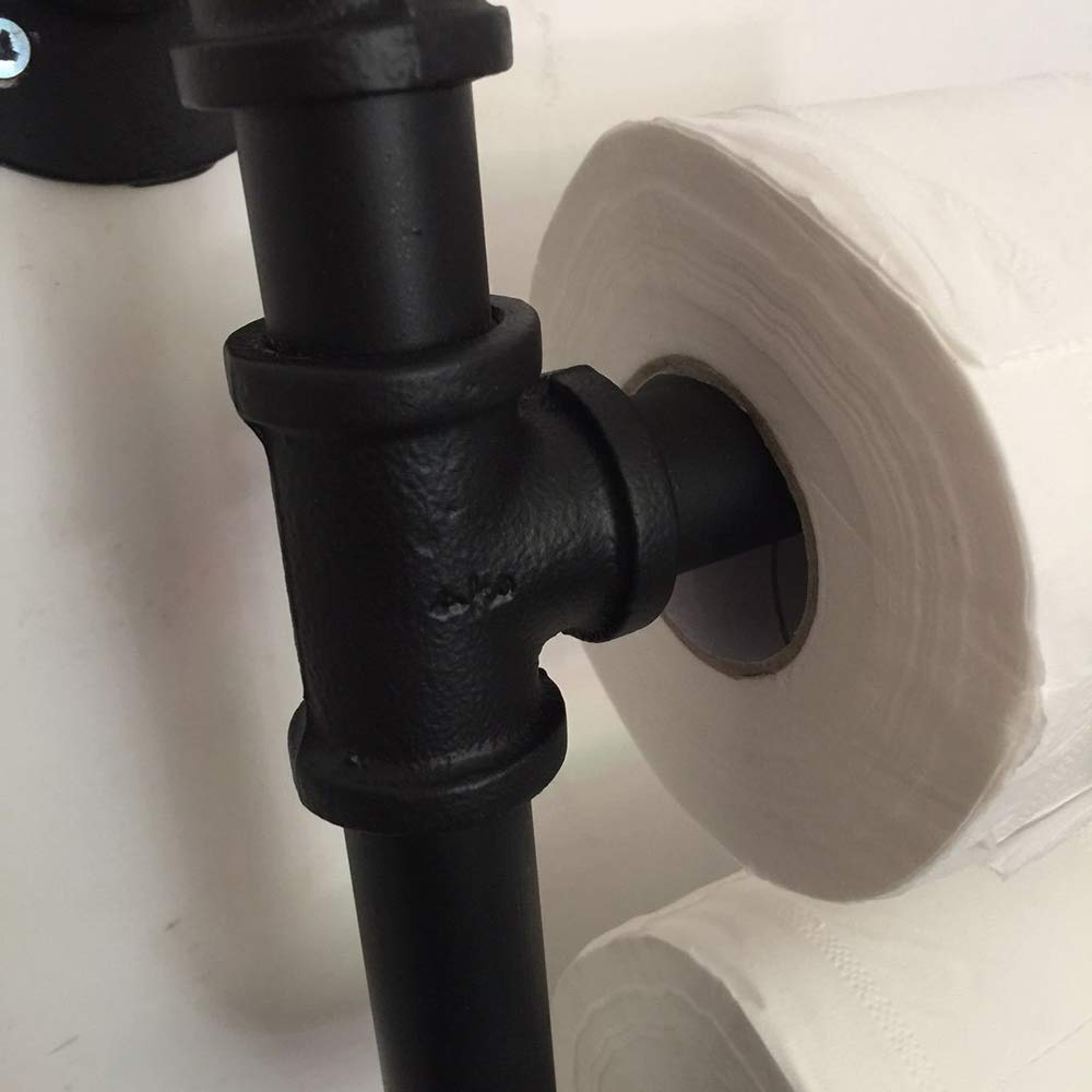 Portarotolo in metallo a doppio palo industriale retrò per bagno mensola per la decorazione della casa e risparmio di spazio Sto