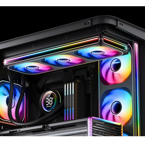 JONSBO ZB-120B PC Case Fan, Silent Computer Fan with Axis & 4-Sides Infinity Mirror Fans 2400RPM,3Pin ARGB, 4Pin PWM Integrated M&F Head,3Pin ARGB, 28MM Thick,Black