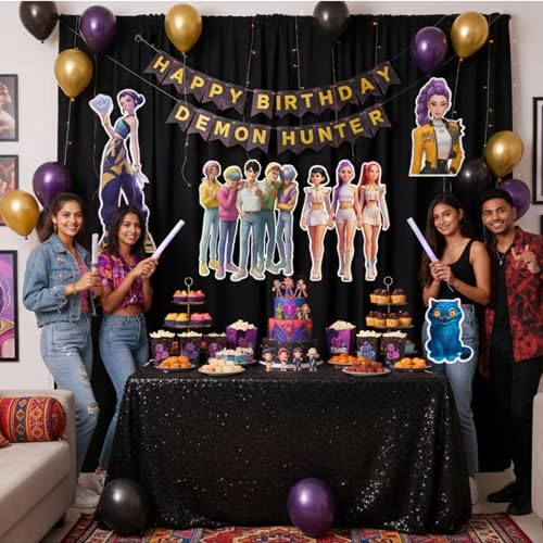 Image of Wanna Party Kpop Demon Hunters Birthday Decoration- Pack of 5 Theme Party Cutouts for Kpop Party Supplies