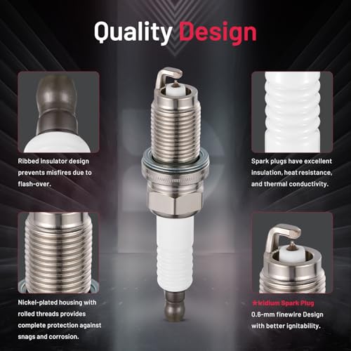 Image of BDFHYK 6714 Iridium Spark Plugs Compatible with Acura 2007-2011 CSX MDX RL RSX TL TSX, Compatible with Honda 2002-2011 Accord Civic CR-V Element 1.8L 2.0L 2.4L 3.0L 3.2L 3.5L 3.7L, Set of 4