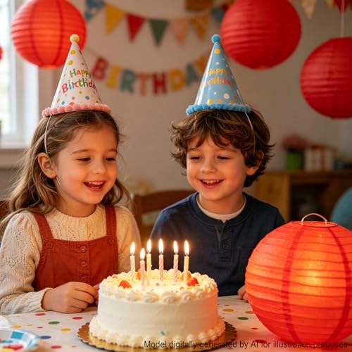 Image of 9pcs Paper Lanterns Assorted Sizes (8 inch 10 inch 12 inch) Hanging Red Chinese Lanterns Graduation Decorations Classroom Graduation Party Wedding Birthday Home Decor (Red)
