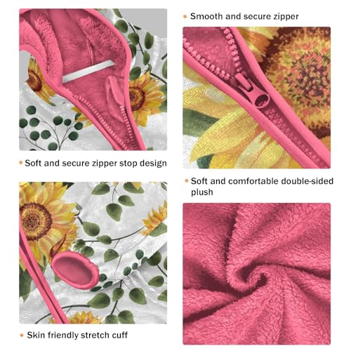 OTVEE Floral Spring Sunflowers Kids Hoodie Jacket Fall Spring Full Zip Warm Outwear Coat3