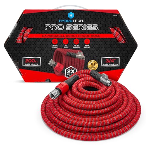 HydroTech 200 ft Expandable Garden Hose - Pro Series, 2x Max Flow, 3/4
