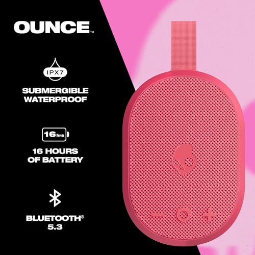 Image of Skullcandy Ounce Wireless Bluetooth Speaker - IPX7 Waterproof Mini Portable Speaker with 16 Hour Battery, Downward Firing Passive Radiator, and Ballistic Nylon Carry Strap