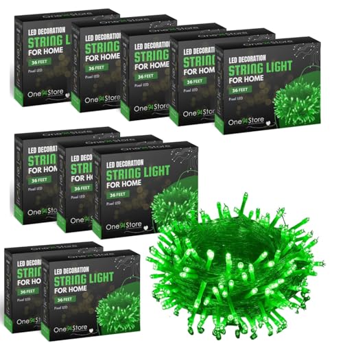 Image of One94Store LED Pixel String Light Pack of 10 - 36 Ft Flexible Copper Wire Fairy Light with 360 Bright Green LED Bulbs, Decorative Pixel Series for Home, Diwali, Christmas, Wedding & Party Decoration