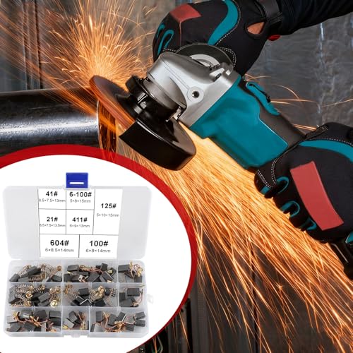UYUYong 72 Stück Kohlebürsten für elektrische Maschinen, Kohlebürsten, Kohle, Motor, hohe Härte, für Winkelschleifer, Sägen, Elektrowerkzeuge, 7 Größen, Stil 2