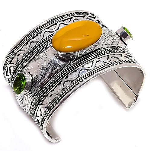 Bracelet manchette en œil de tigre et quartz fait main plaqué argent