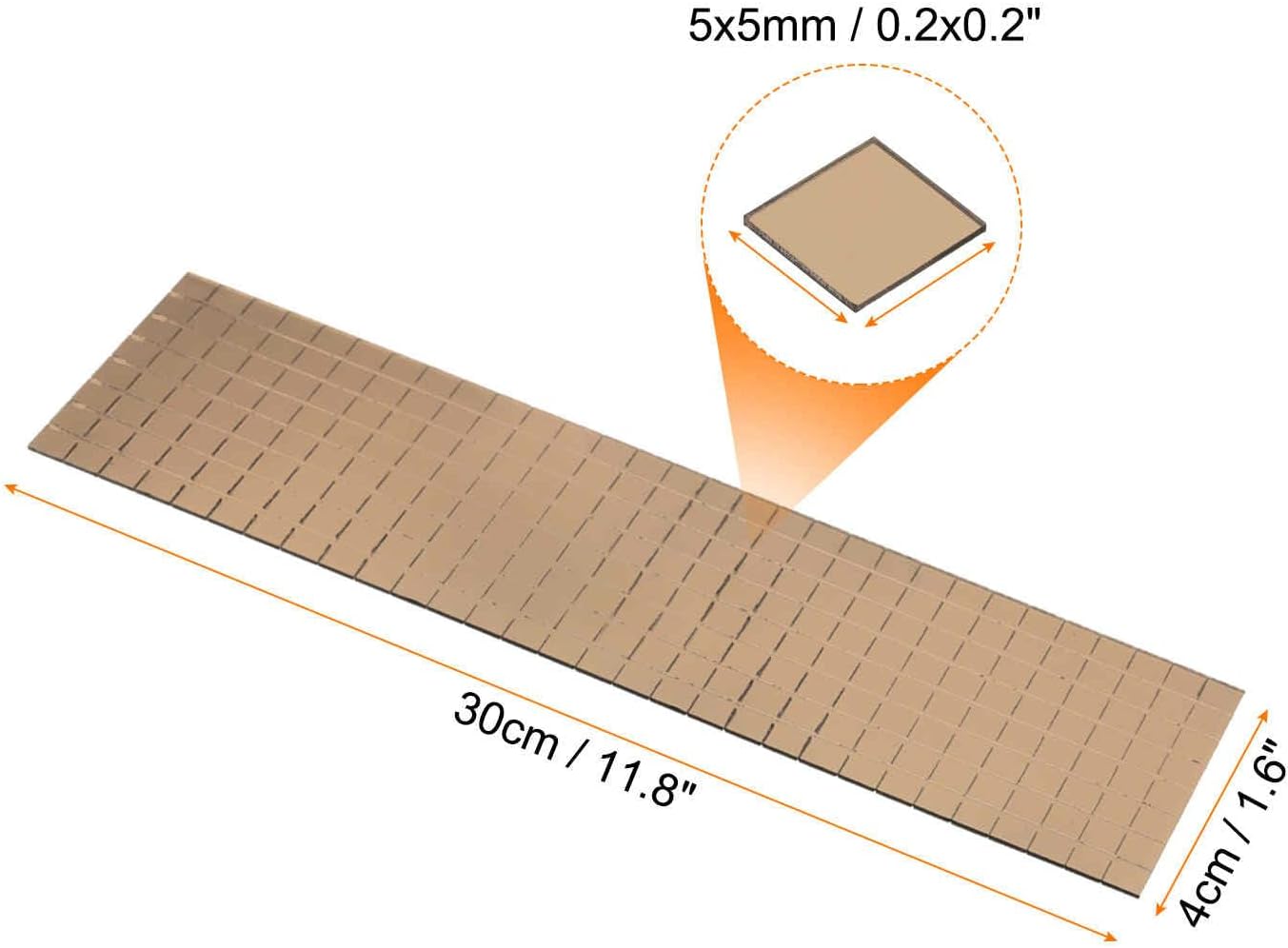 HARFINGTON 8 Sheet 3840 Pieces Self Adhesive Mirror Mosaic Tiles 5x5mm Small Square Mirror Tiles Sticker Disco Ball Stickers Mini Glass Tiles for DIY Craft Party Home Decoration, Brown image 2