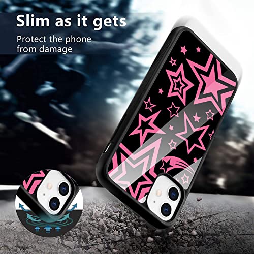 Pink Super Star Phone Case For Iphone 13 Stars Case Cover Tpu Bumper Hard Back Shockproof Phone Case Girly Protective Phone Cover With Design #TOP3