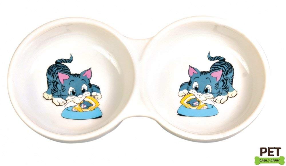 Trixie Podwójna ceramiczna miska dla kota z nadrukiem