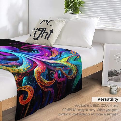 Couverture pieuvre en flannel douce 140x180 cm pour lit et canapé - 7