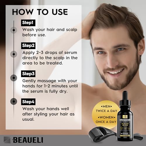 5% Minoxidil Hair Growth for Men and Women: Extra Strength Minoxidil Regrowth Treatment Serum for Thinning Hair Loss to Grow Thicker Fuller Faster 30ml 3Bottles - Thumbnail 5