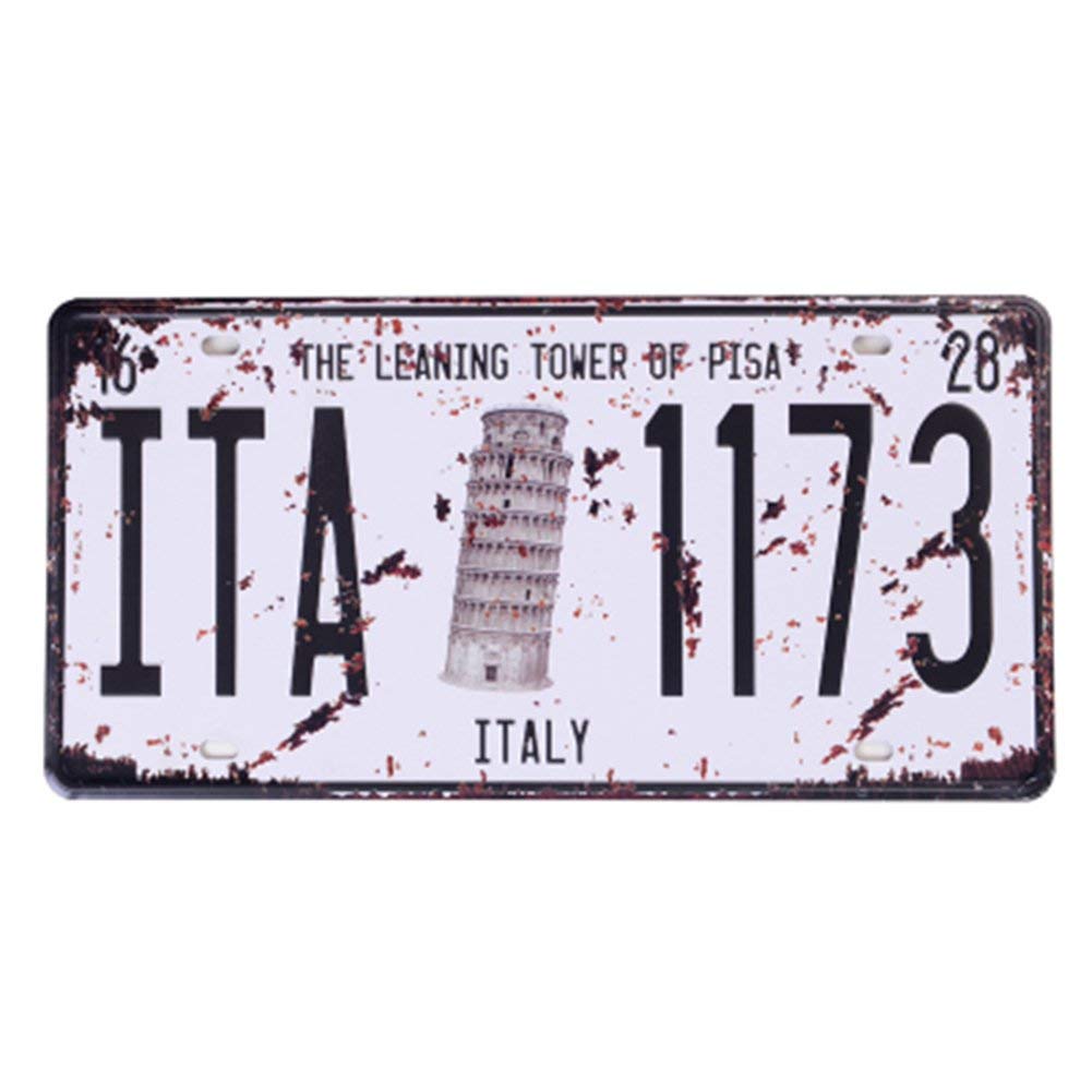 Shinewe Auto License Plate Car Tag Home/Cafe Bar/Pub/Restaurant/Exhibition Wall Decor Vintage Plaque 15x30cm (ITALY 1173)