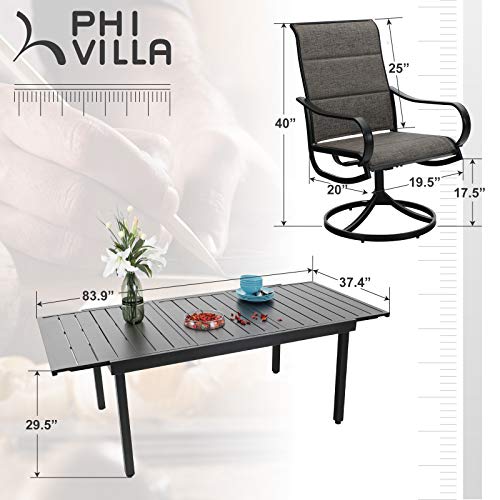 Phi Villa 9 Piece Patio Dining Set, Outdoor Table And Chairs Set For 8 With Padded Swivel Patio Dining Chairs & Large Expandable Table For Lawn Garden #TOP5