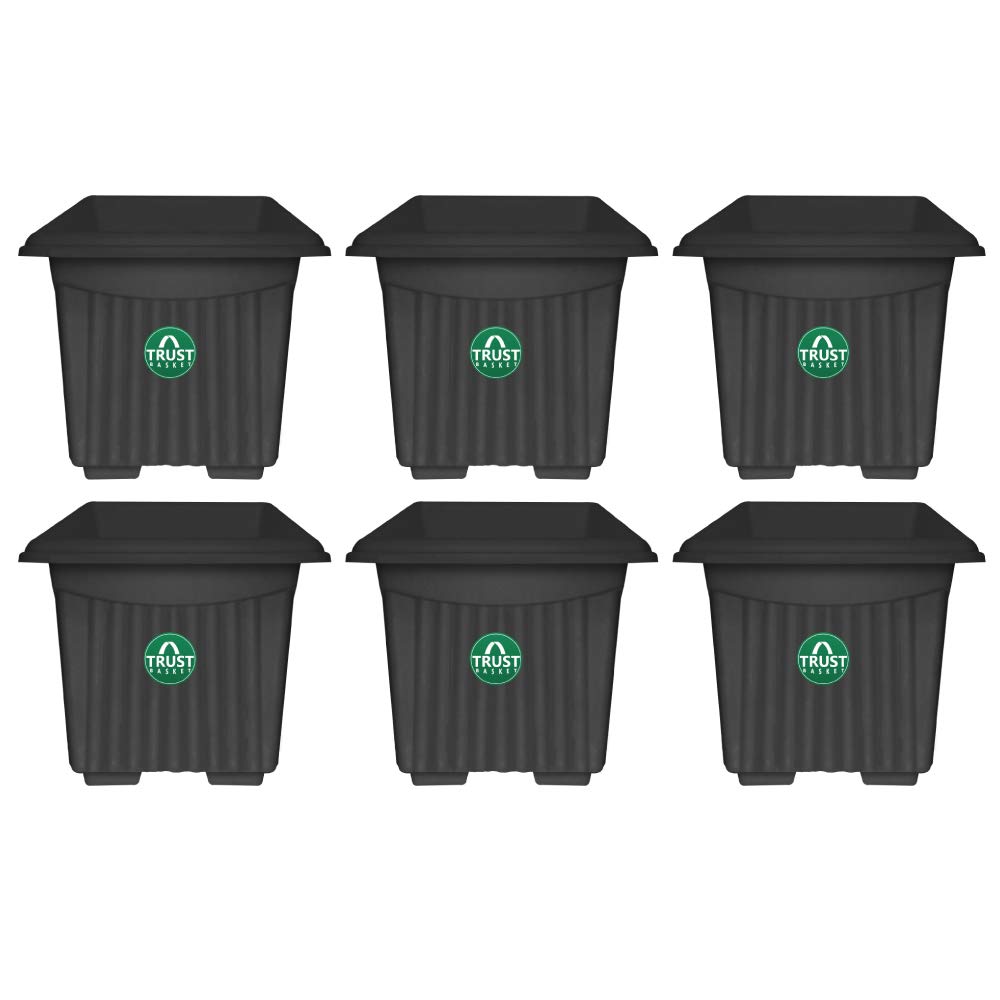 TrustBasket Black Planters - Set of 3 -8 TrustBasket Black Planters - Set of 3 -8
