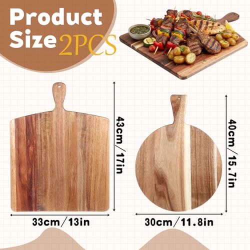 Set 2 Tablas de cortar madera acacia redonda y rectangular miniatura 2