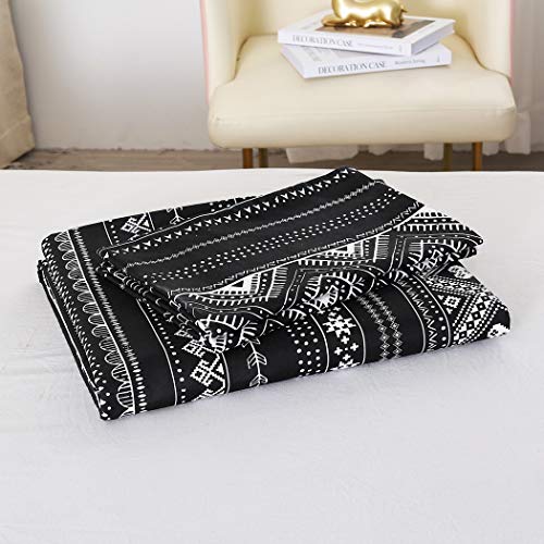 Lamejor Geometric Duvet Cover Set Twin Size Strips/Chevron Pattern 3-Piece Reversible Luxury Soft Bedding Set Comforter Cover (1 Duvet Cover+2 Pillowcases) Black/White #TOP3