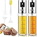 Ölsprüher Flasche, 2 Stück Öl Sprayer mit Verbesserte Düse, Transparent Essig Spritzer Ölspender, 100ml Öl Sprühflasche Auslöser Glasflasche für Grillen, Salat Machen, Kochen, BBQ, Braten
