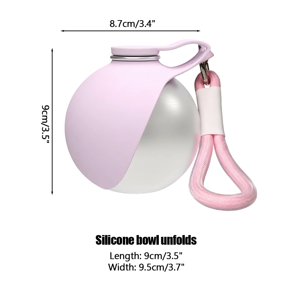 Borraccia portatile per animali domestici, 285ml borraccia compatta in acciaio inossidabile per cani, ciotola da viaggio a prova di perdite per gatti con ciotola pieghevole in silicone per passeggiate