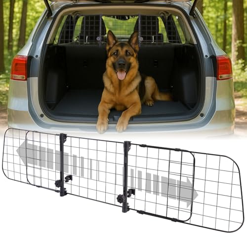 Lescars Hundegitter: Universal Kofferraum-Trenngitter für Hunde, stufenlos verstellbar (Hundegitter Auto Kofferraum, Hundesicherung Auto, Golf)