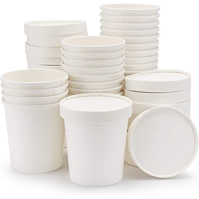 Buy 25 x White Disposable Soup Ice Cream Container [25 Pack, 16oz