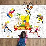 Sports Games Coloring Poster for Kids International Sports Coloring Poster Giant Football All-Star Games Coloring Tablecloth for Classroom Home Summer Birthday Party Supplies Go for Gold Favor