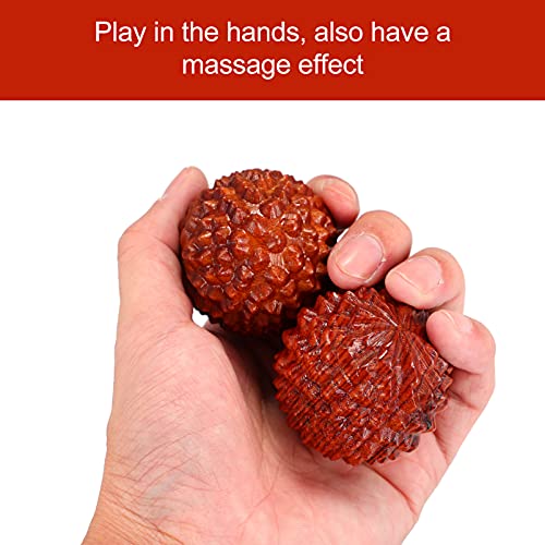 BESPORTBLE Lichia Ornamento Decoração Artesanato Em Madeira Massagem Mão Bola 2Pcs