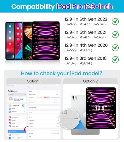 Image of iGluz 2 Pack for iPad Pro 12.9-inch 6th /5th /4th /3th Gen.9H+ Tempered Glass Screen Protector with Easy-Install Box[12FT Military Grade Shatterproof]Apple Pencil Compatible,HD Clarity,Scratch Resistant