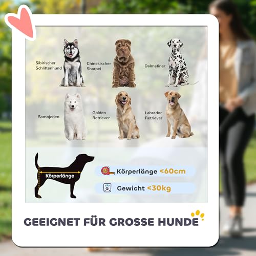 PawHut 2 in 1 Hundewagen Hundebuggy klappbar für Hunde & Katzen bis 30 kg Bollerwagen mit Kissen Netzfenstern 2 Türen Aufbewahrungstasche Katzenwagen Buggy Rot